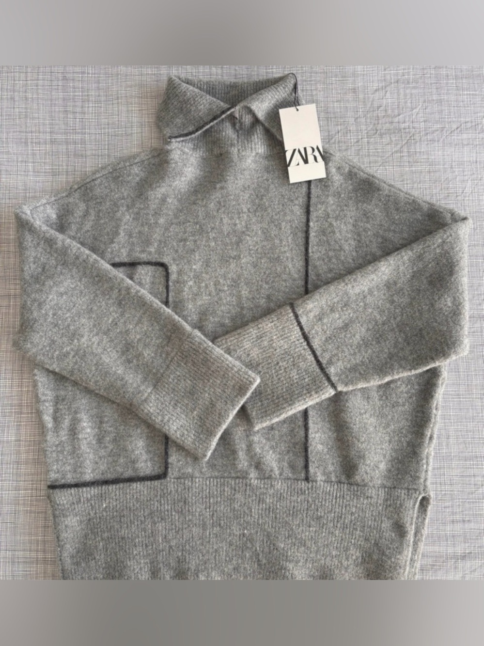 NWT Zara Gray Knit Mock Turtleneck Sweater Sleeve M- Code 1361 - Picture 6 of 13